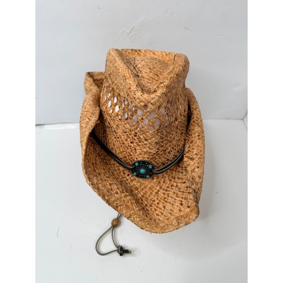 Run a Muck Accessories - Run A Muck Straw Cowboy Hat L/XL Western Raffia Beach Sun Hat Chin Strap